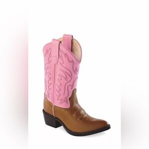 Old West Pink Leather Cowboy Boots Toddler Size 10